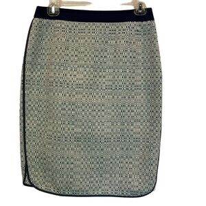 LK Bennett Green & Navy Pencil Suit Skirt Tweed Feel